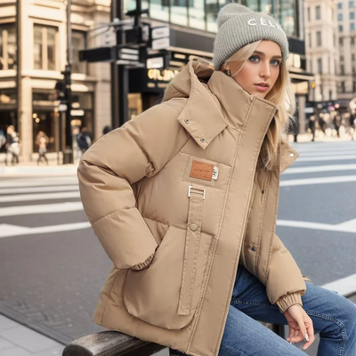Damen Gesteppter Puffer-Mantel mit Übergroßen Taschen