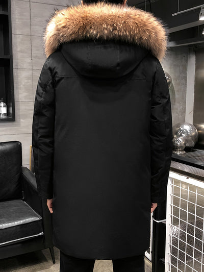 Stilvolle Mittellange Kapuzen-Winterjacke Für Herren | Perfekt für Outdoor-Aktivitäten