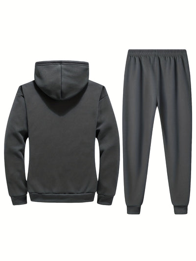 Warmer Fleece Gefütterter Trainingsanzug Mit Stehkragen Reißverschlussjacke Und Sporthose Für Herren | Perfekt für casual days