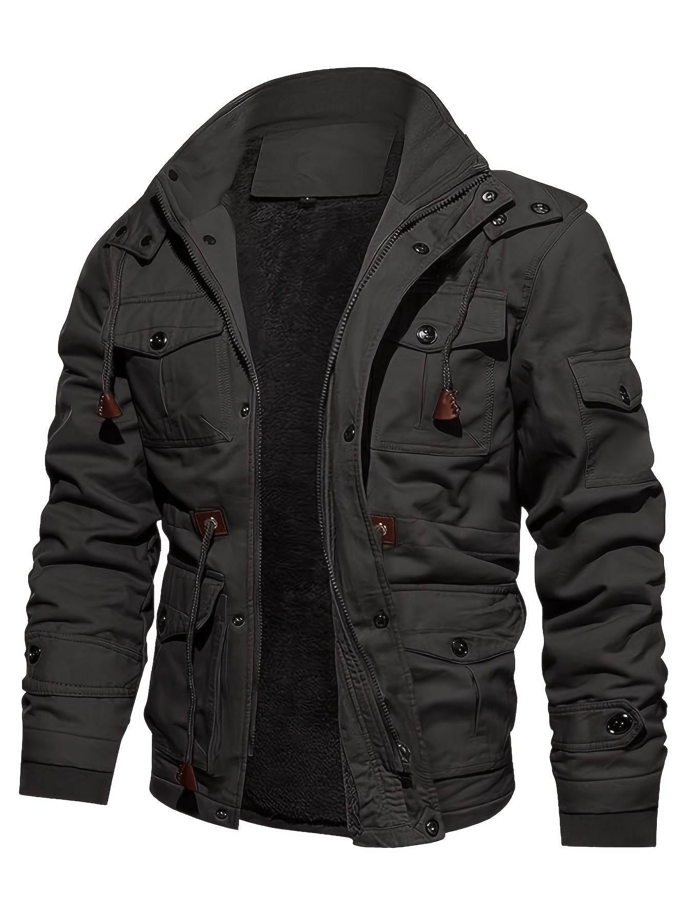 Taktische Warme Fleece Kapuzen-Cargo-Outdoorjacke Für Herren | Perfekt für Outdoor-Aktivitäten