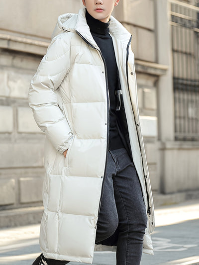 Stilvolle Lange Kapuzen-Daunen-Winterjacke Für Herren | Ideal für Winter