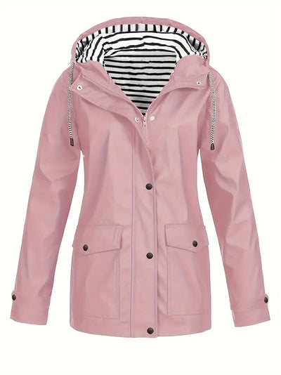 Stilvolle wasserdichte Jacke mit gestreiftem Futter für Damen