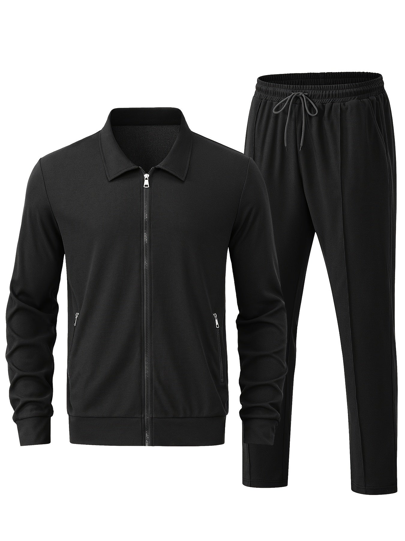 Warmer Einfarbiger Reißverschluss Trainingsanzug Mit Jacke Und Jogginghose Für Herren | Perfekt für Outdoor-Aktivitäten