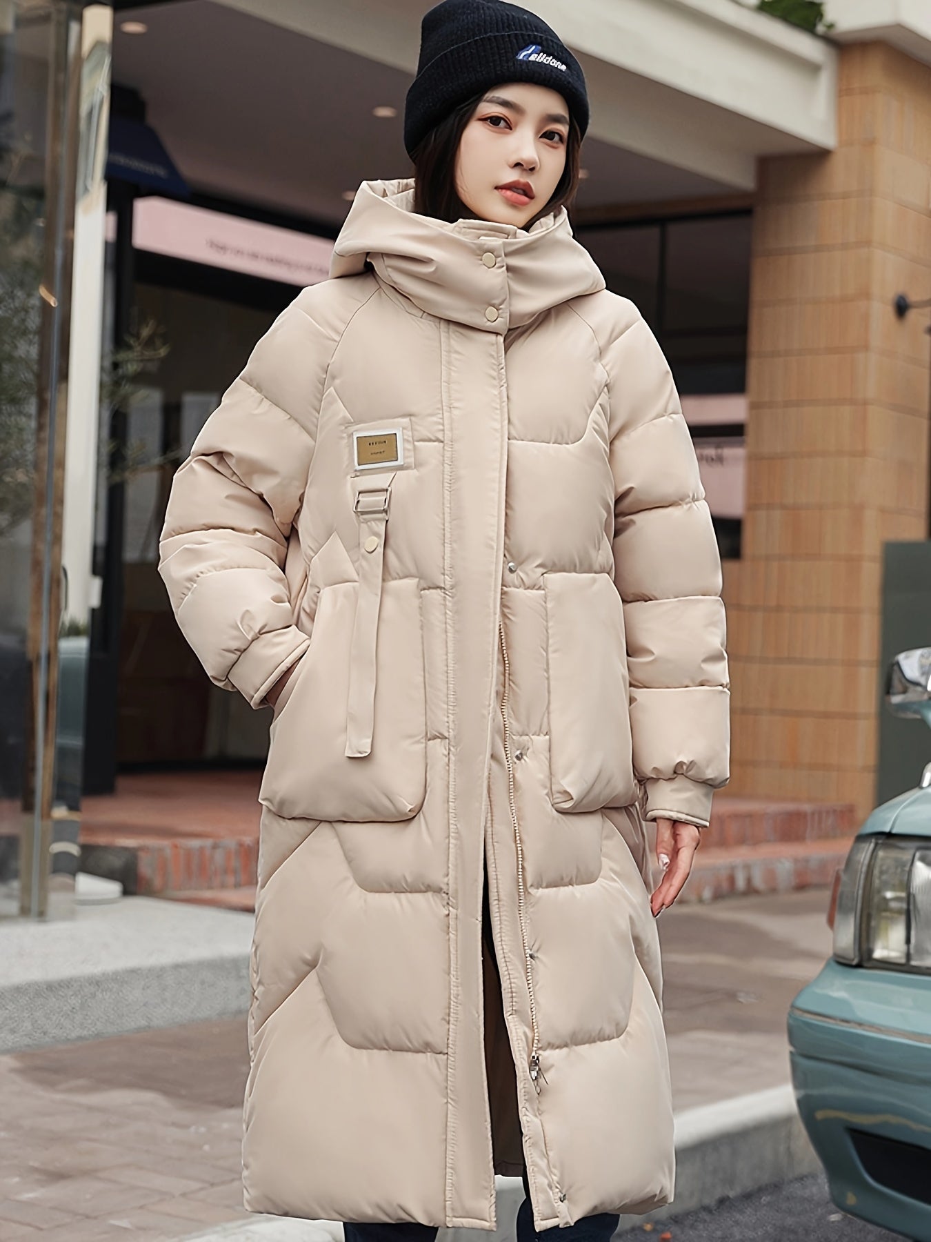 Elegante Warme Lange Puffer Winterjacke mit Kapuze für Damen | Ideal für den Winter