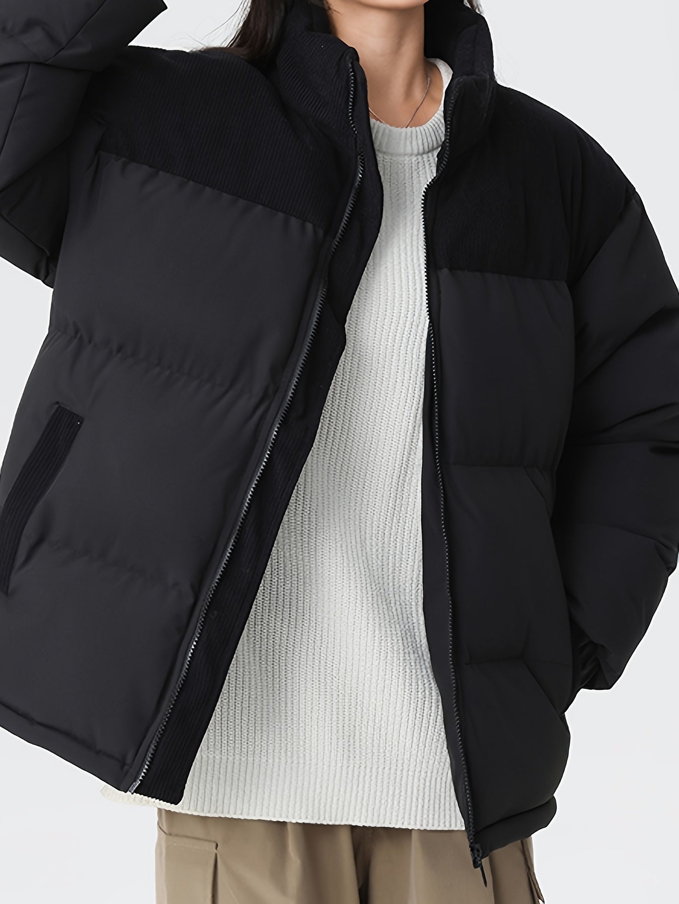 Stilvolle Trendige Colorblock Puffer-Winterjacke Für Herren | Perfekt für Outdoor-Aktivitäten