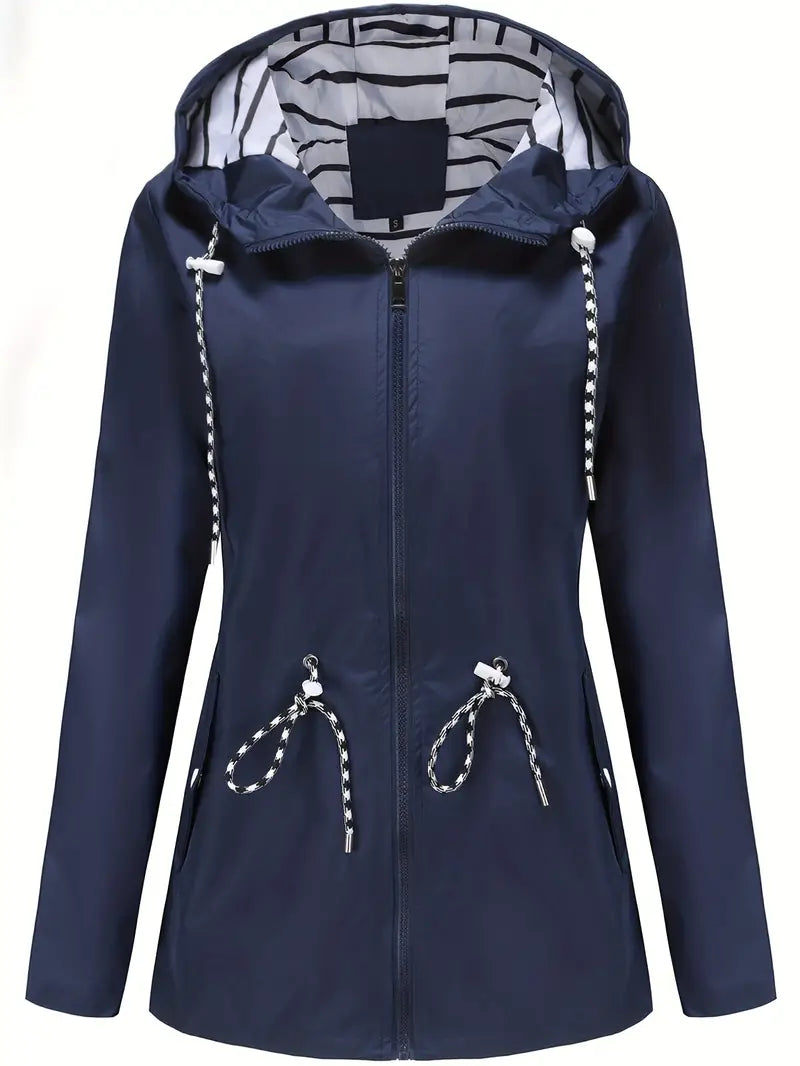 Stylische wasserdichte Regenjacke mit Kapuze und Taschen für Damen | Ideal für Herbst/Winter