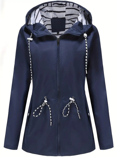 Stylische wasserdichte Regenjacke mit Kapuze und Taschen für Damen | Ideal für Herbst/Winter