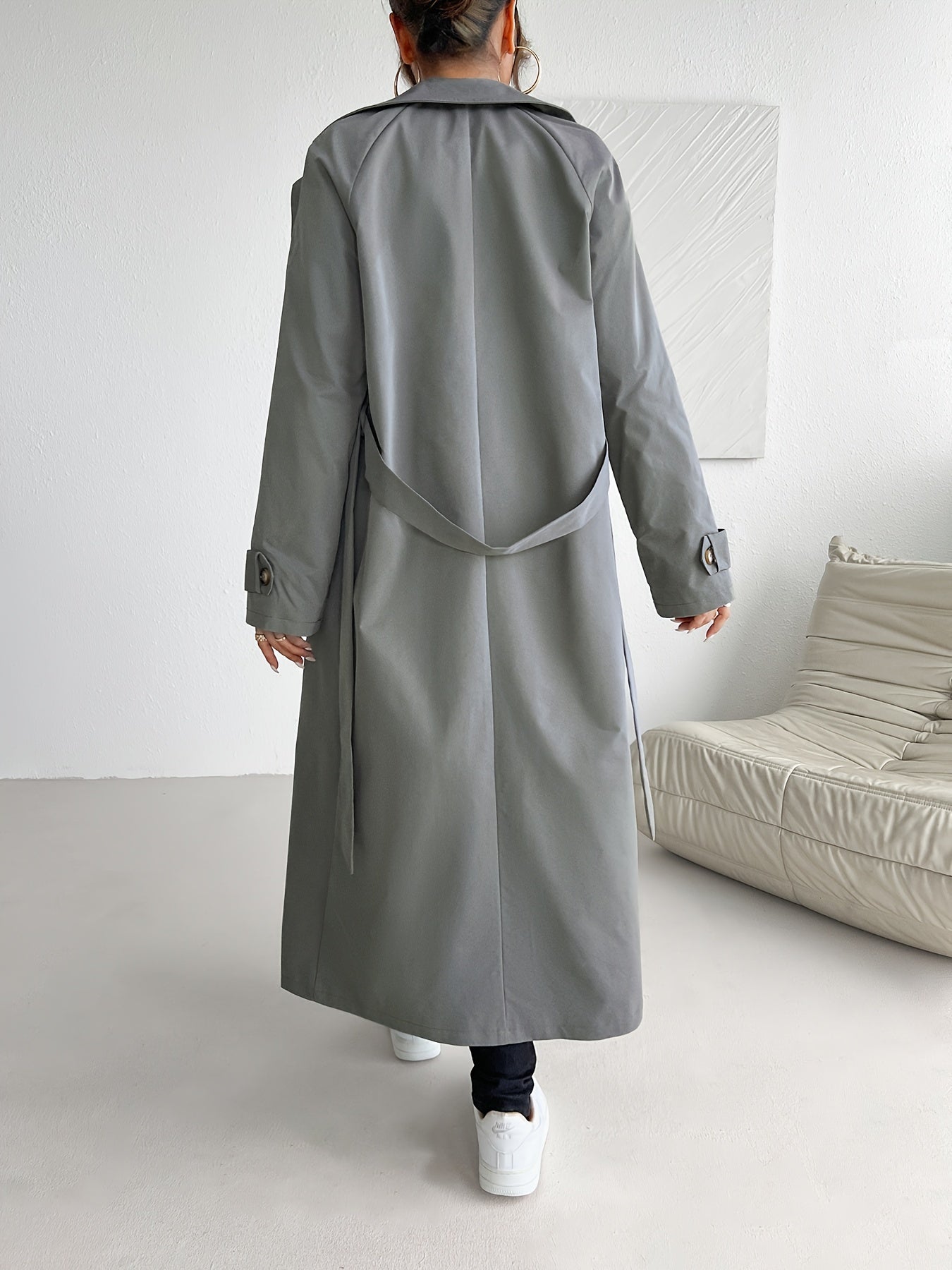 Lässiger einfarbiger Trenchcoat mit Gürtel für Damen | Perfekt für Casual-Tage