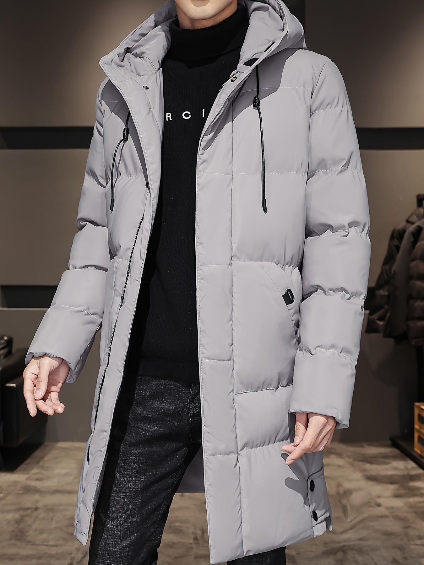 Elegante Schwarze Baumwoll-Winterjacke Für Herren | Ideal für Winter