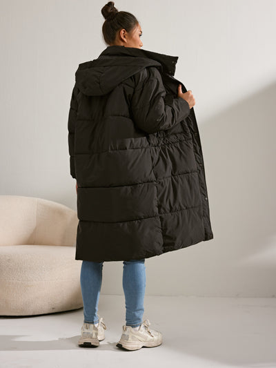 Stilvolle Warme Lange Puffer Winterjacke mit Kapuze für Damen | Perfekt für Outdoor-Aktivitäten