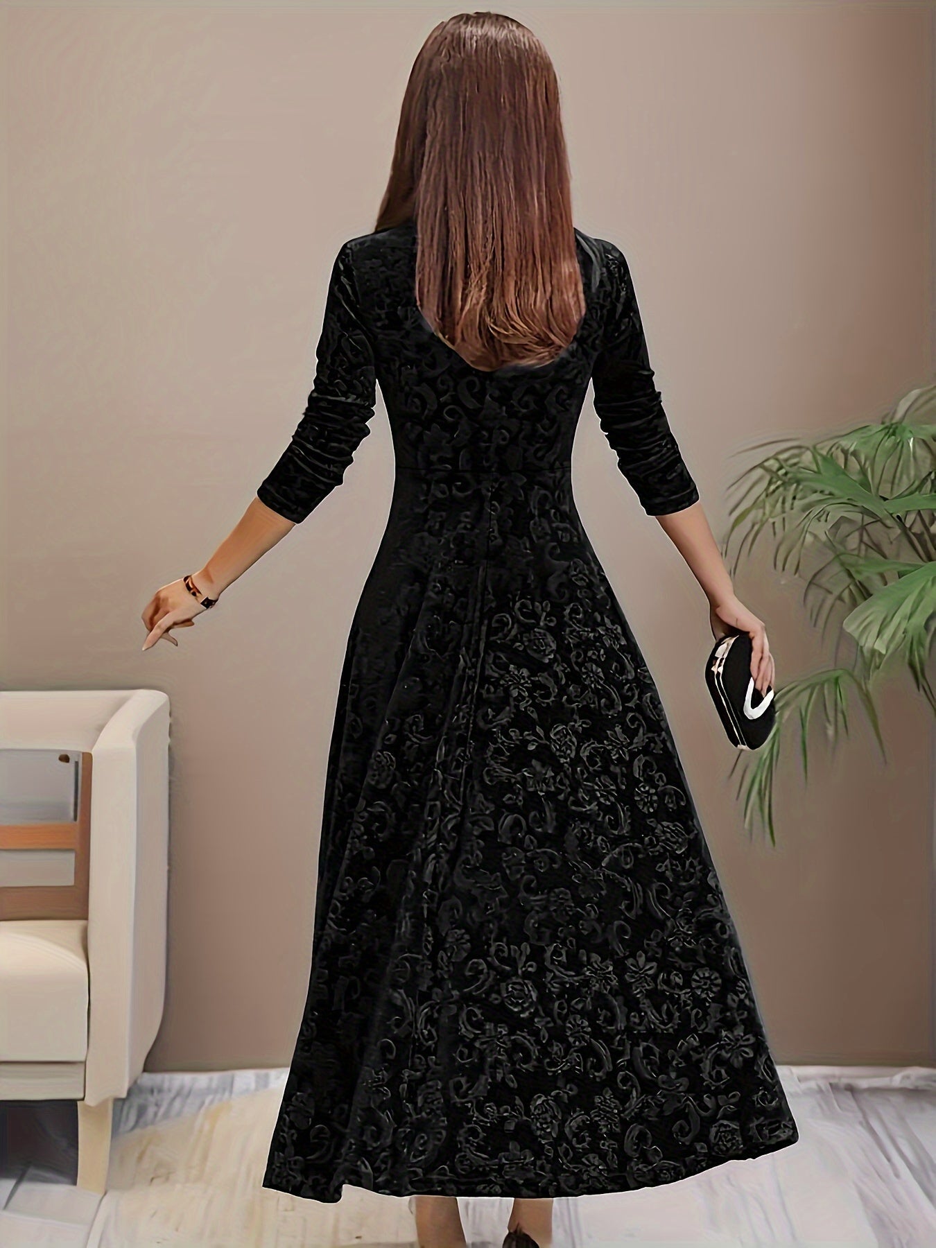 Stylische Baumwollblumenmusterformelle Kleid Für Damen | Für formelle Anlässe