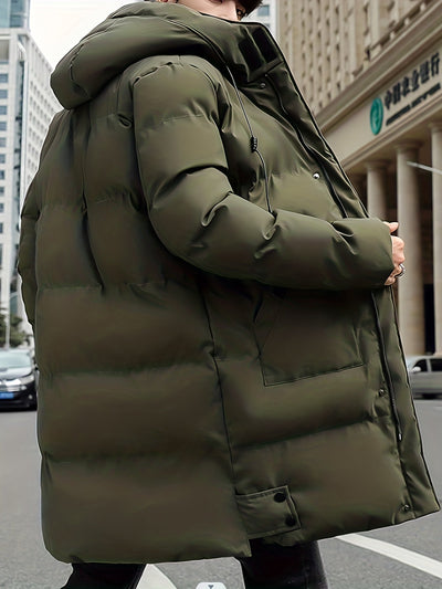 Warme Mittellange Kapuzen-Übermantel-Winterjacke Für Herren | Perfekt für Outdoor-Aktivitäten