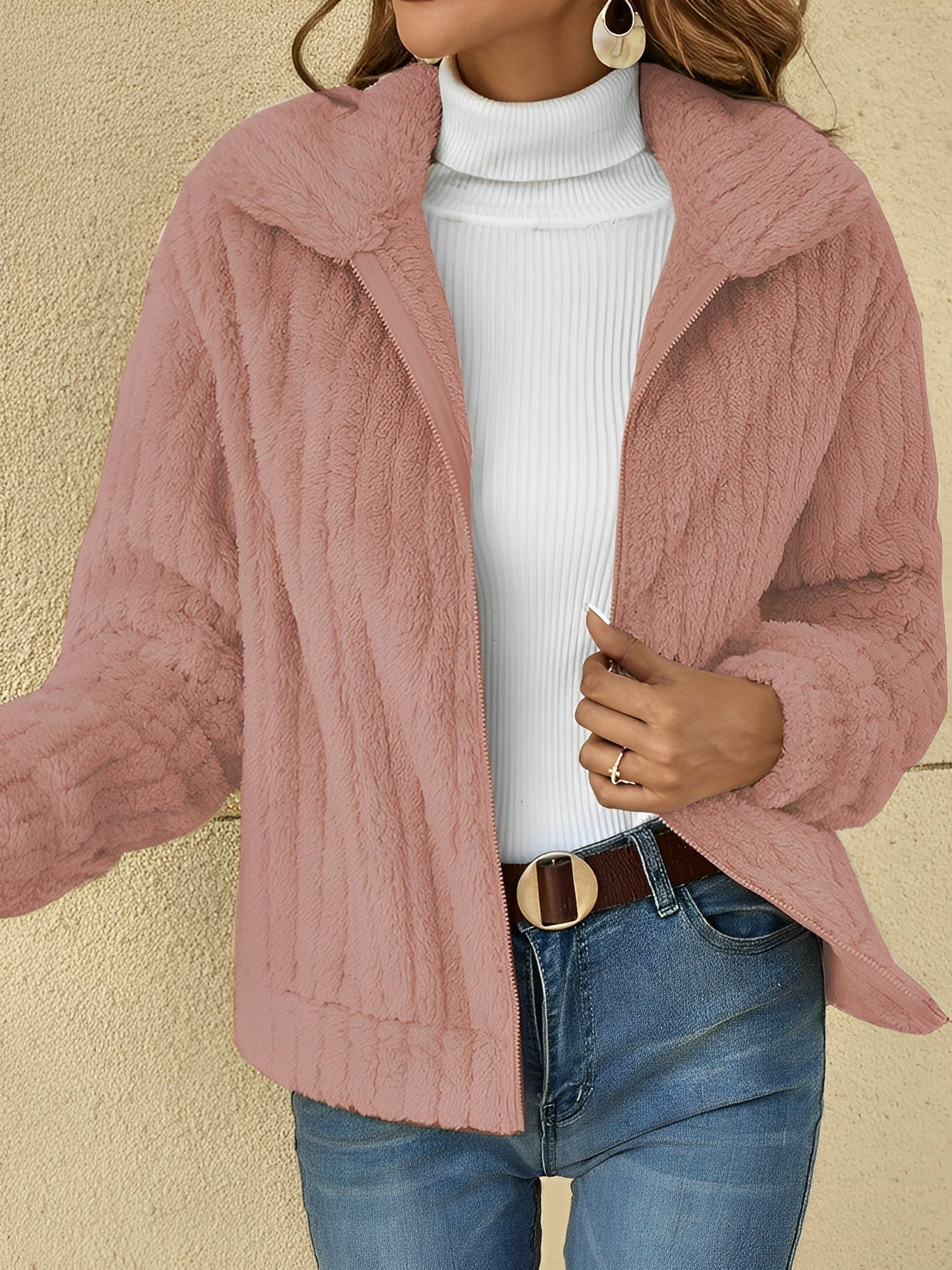 Teddy Damen Jacke Kurz | Kuschelig Bequem