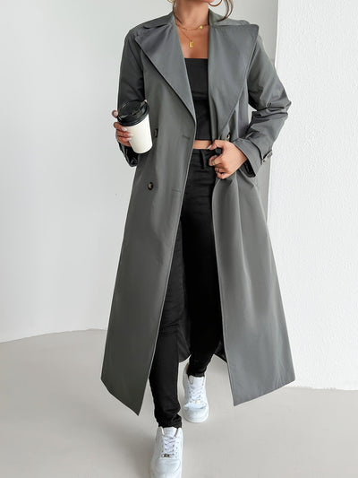 Lässiger einfarbiger Trenchcoat mit Gürtel für Damen | Perfekt für Casual-Tage