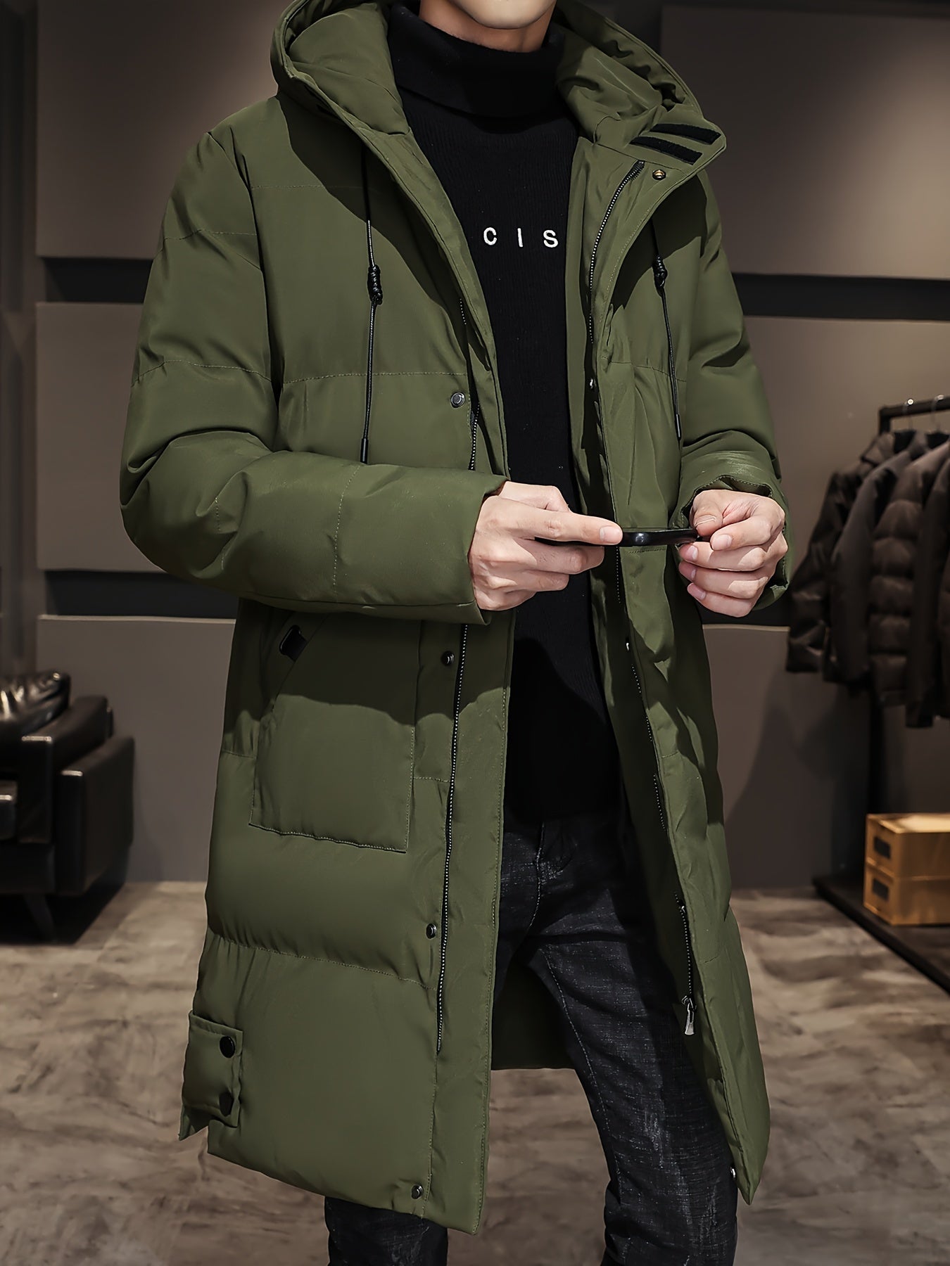Elegante Schwarze Baumwoll-Winterjacke Für Herren | Ideal für Winter