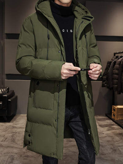 Elegante Schwarze Baumwoll-Winterjacke Für Herren | Ideal für Winter