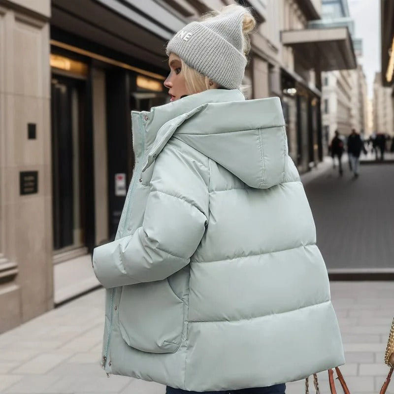 Damen Gesteppter Puffer-Mantel mit Übergroßen Taschen