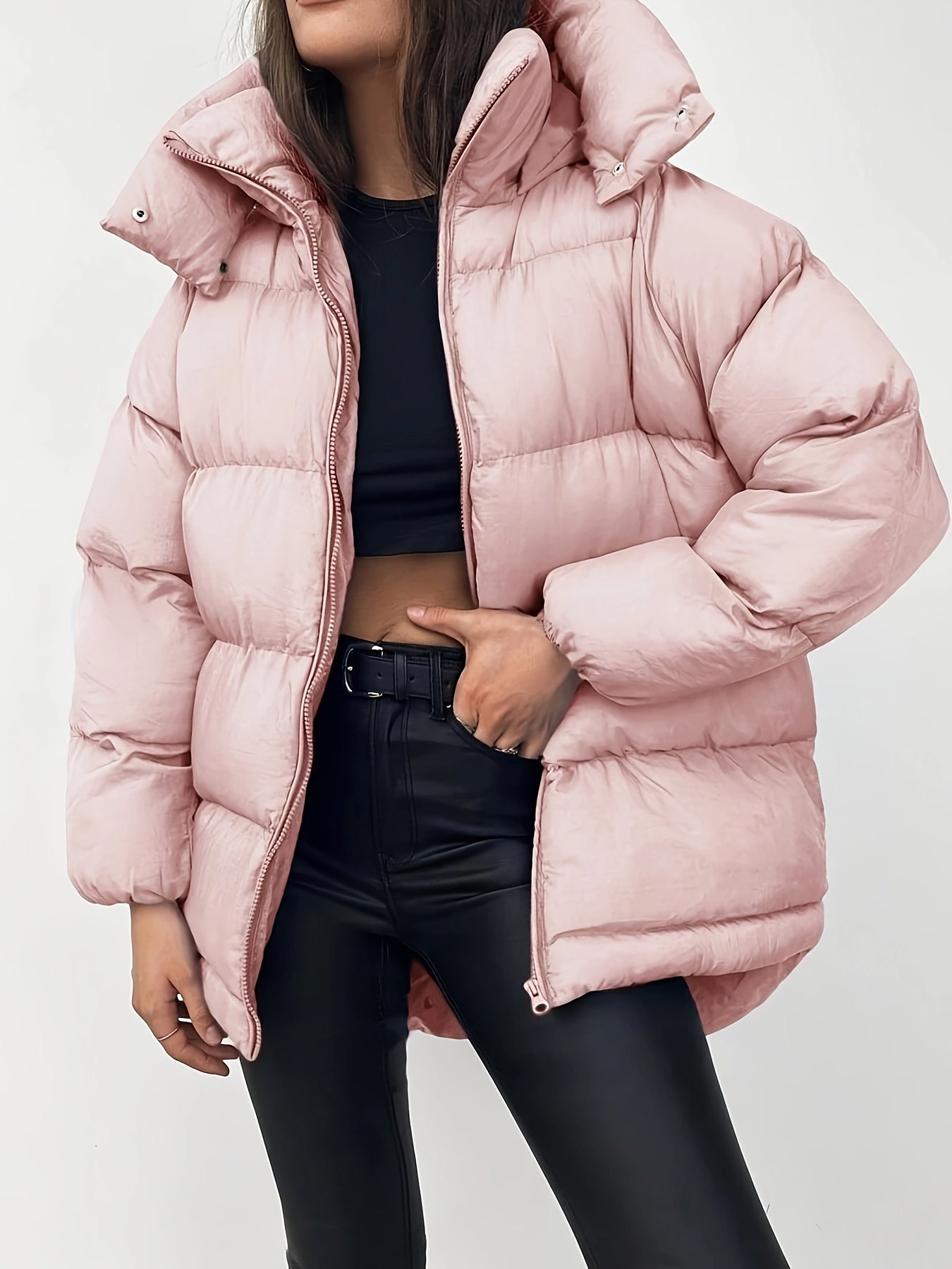 Warme elegante Puffer-Winterjacke mit Kapuze für Damen | Ideal für Winter