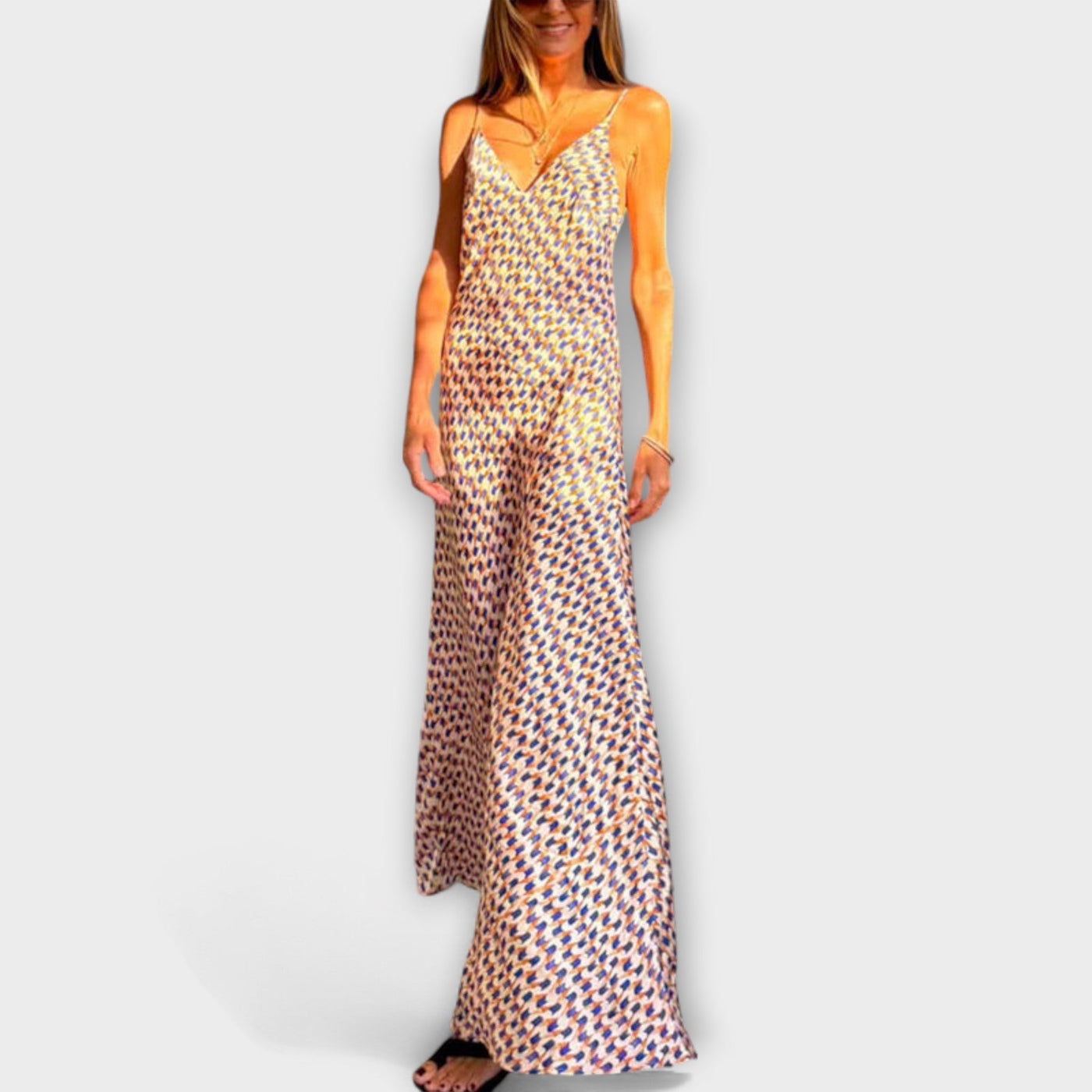 Tove - Schickes geometrisches Druck Maxikleid
