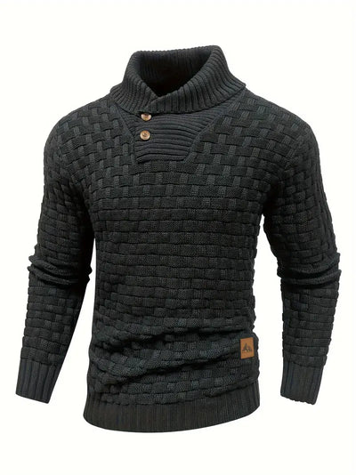 Strickpullover mit Schalkragen und Knopfleiste für Männer