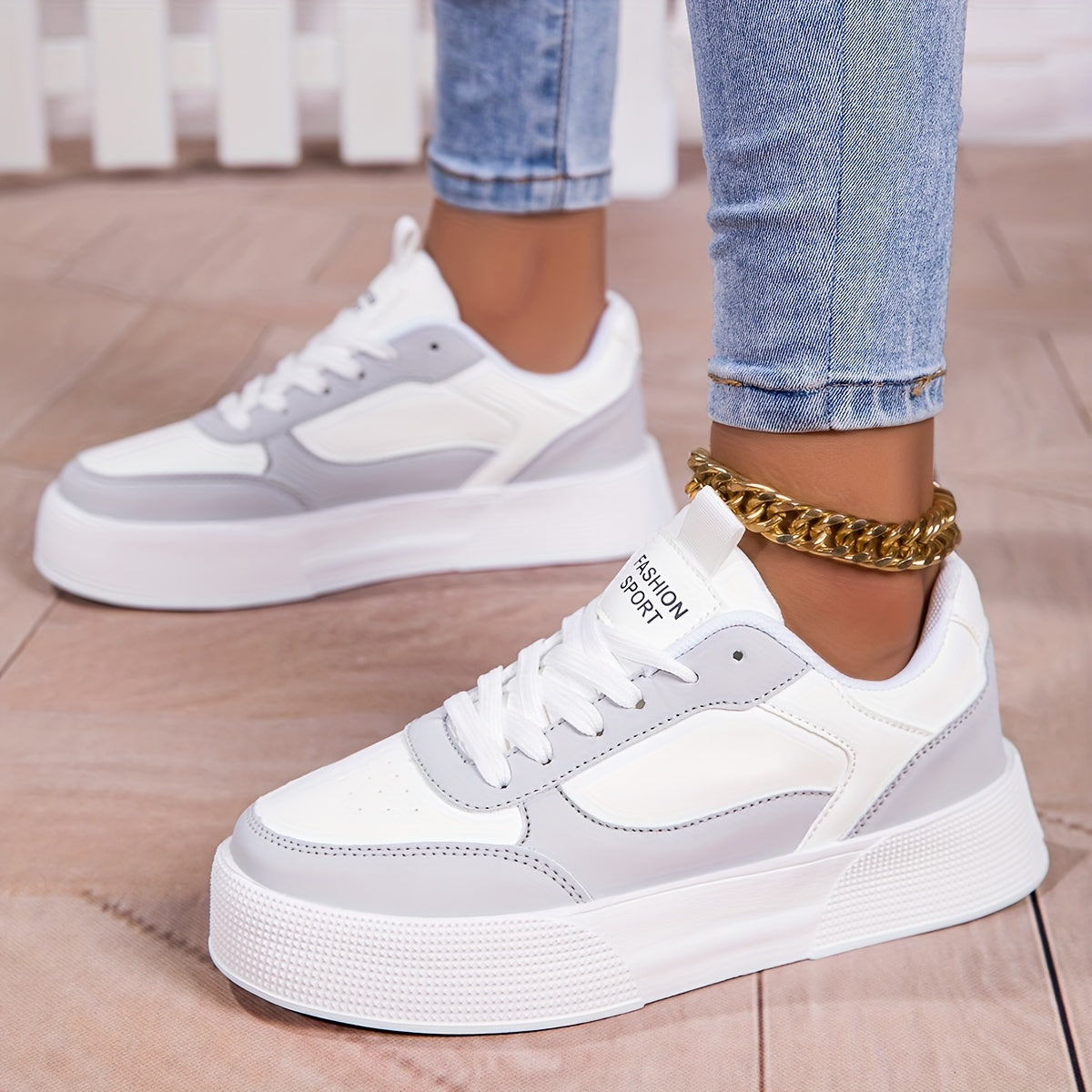 Elegante Kontrastfarbene Plateau-Sneaker für Damen | Perfekt für den täglichen Gebrauch