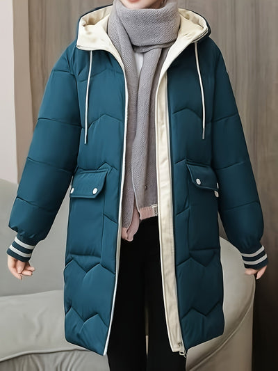 Warme modische Puffer-Winterjacke mit Kapuze für Damen | Ideal für Winter