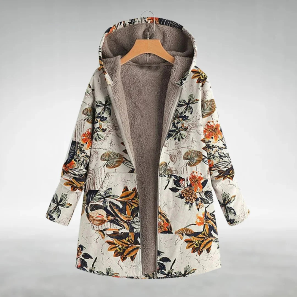 Gemütliche Patchwork-Kapuzenjacke für Frauen