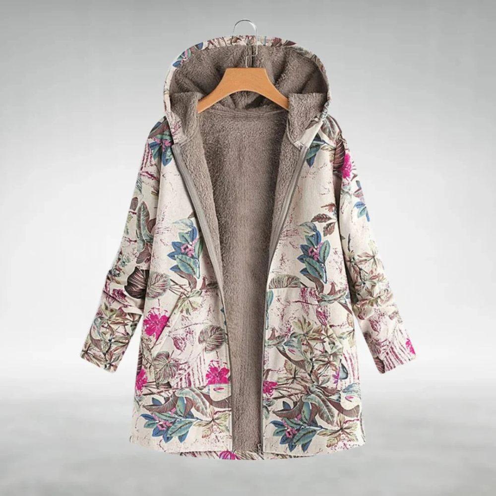 Gemütliche Patchwork-Kapuzenjacke für Frauen