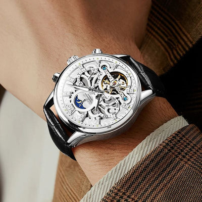 van Baerle® - Mechanische Automatikuhr mit Lederarmband