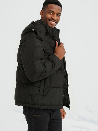 Casual Einfarbiger Hooded Daunen Parka Winterjacke mit Reissverschluss für Herren | Ideal für den Winter