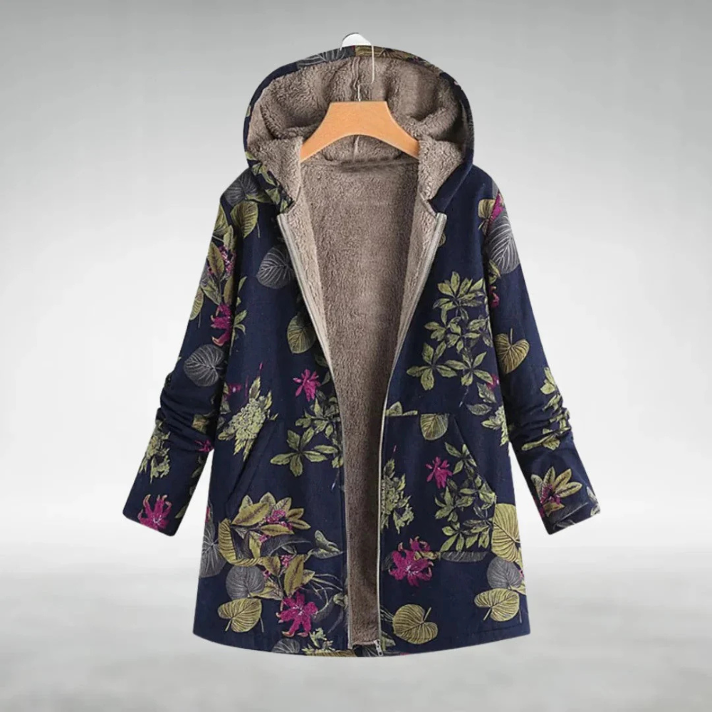 Gemütliche Patchwork-Kapuzenjacke für Frauen