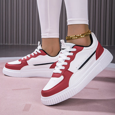 Schicke Kunstleder-Colorblock Skate Sneakers für Damen | Perfekt für Casual Days