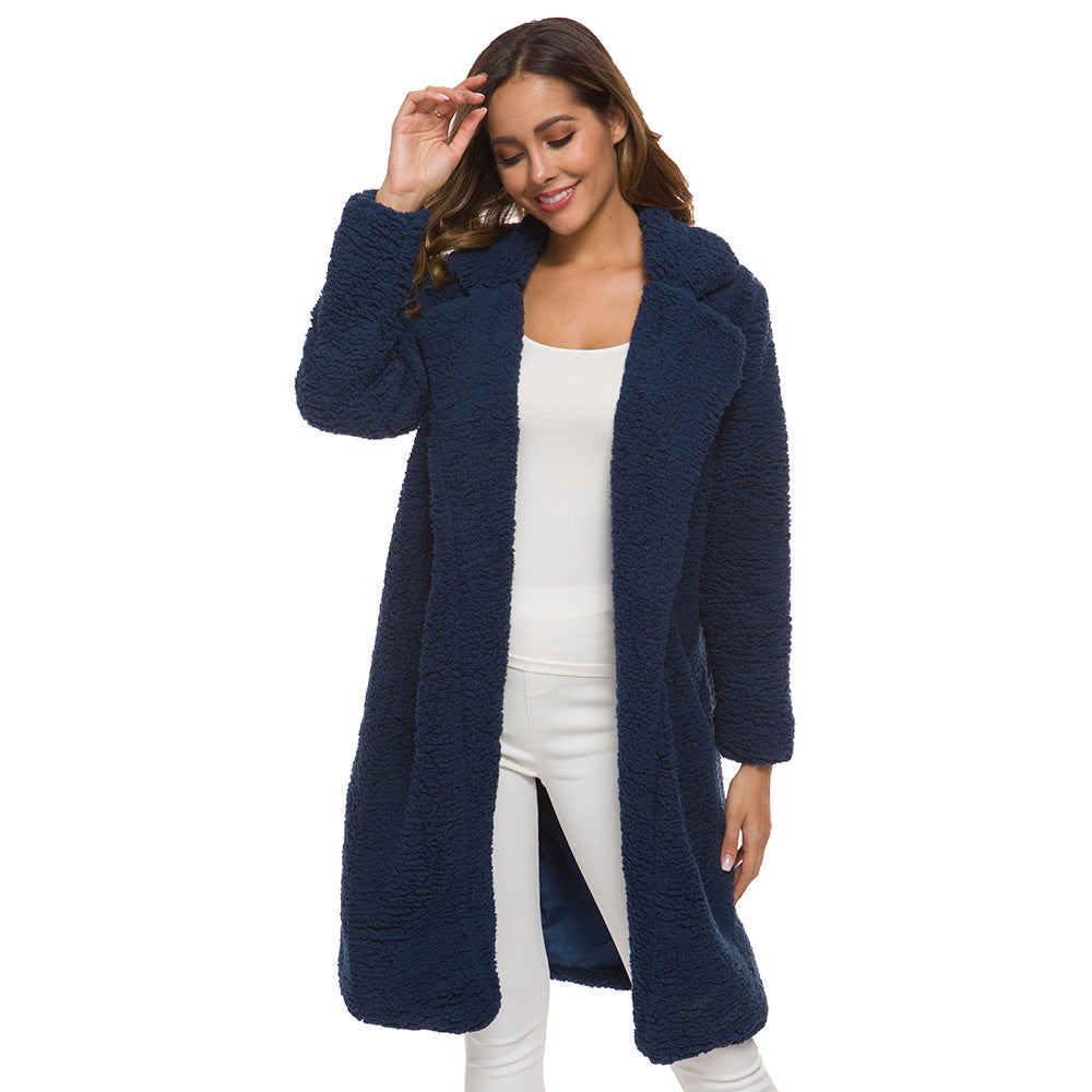 Damen Teddy-Mantel mit Kapuze – Langer, kuscheliger Wintermantel für kalte Tage, ideal für elegante Freizeitlooks
