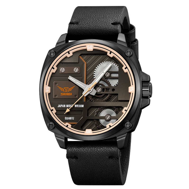van Baerle® - Quarz Leder Herrenarmbanduhr