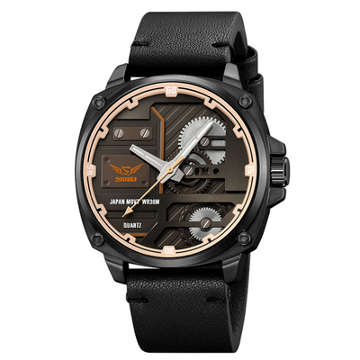 van Baerle® - Quarz Leder Herrenarmbanduhr