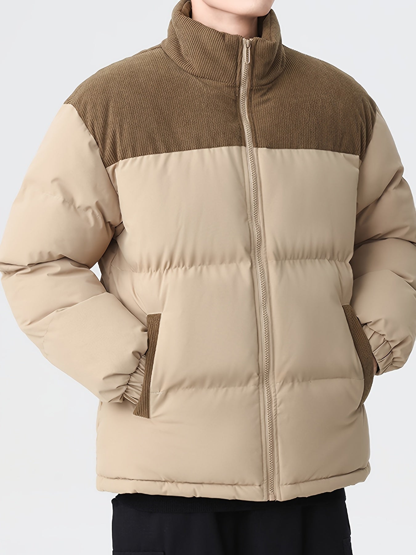 Stilvolle Trendige Colorblock Puffer-Winterjacke Für Herren | Perfekt für Outdoor-Aktivitäten