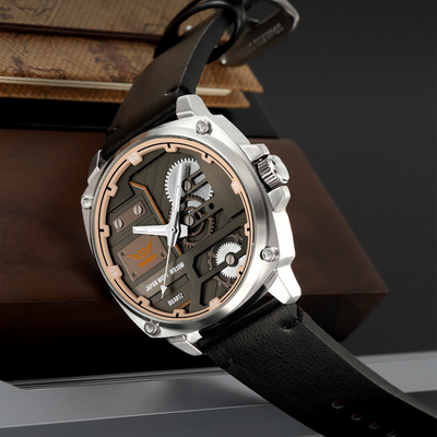van Baerle® - Quarz Leder Herrenarmbanduhr