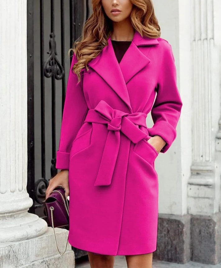 Stylischer Trenchcoat mit Gürtel und Reverskragen für Damen | Ideal für den Winter