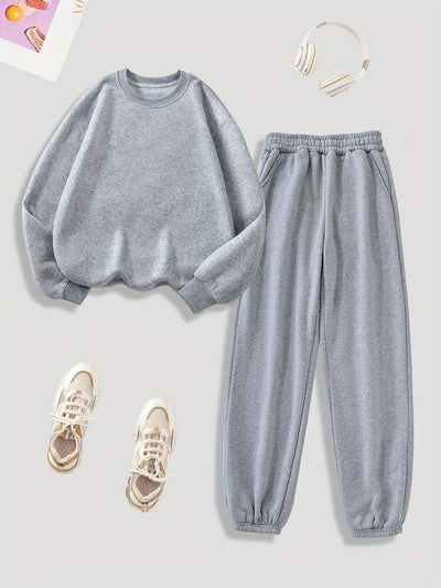 Bequemer Pullover Mit Langem Ärmel Und Plüschfutter & Jogginghose Für Damen | Ideal für Herbst/Winter