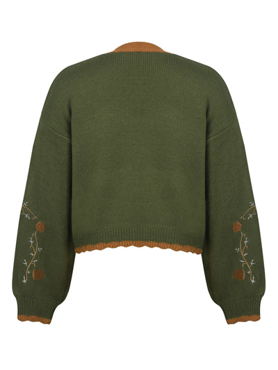 Lässiger warmer bestickter Wolle Strickcardigan für Damen | Perfekt für den Alltag