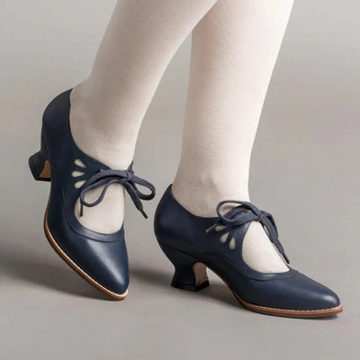 Dellia - Elegante Damen Retro Schuhe Niedriger Absatz