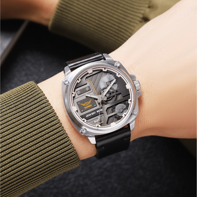 van Baerle® - Quarz Leder Herrenarmbanduhr