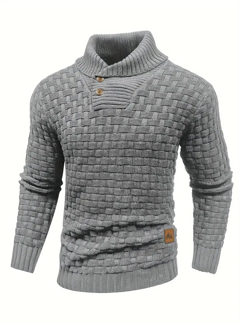 Strickpullover mit Schalkragen und Knopfleiste für Männer