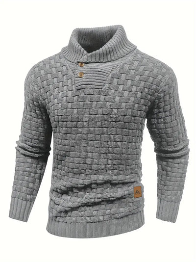 Strickpullover mit Schalkragen und Knopfleiste für Männer