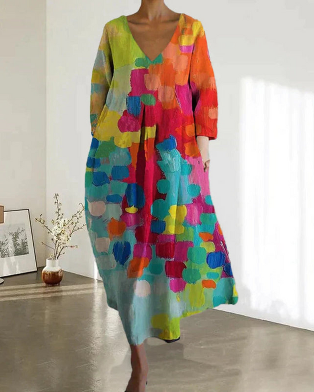 Damen Bunt Bedrucktes Sommerkleid | Midi Kleid