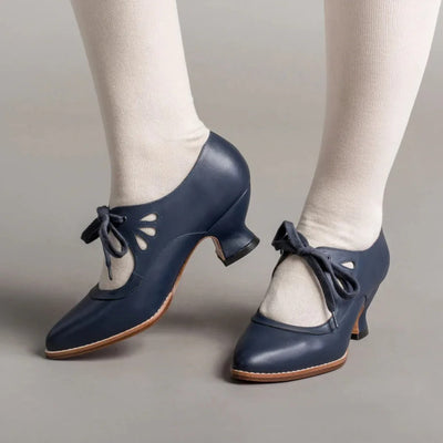 Dellia - Elegante Damen Retro Schuhe Niedriger Absatz