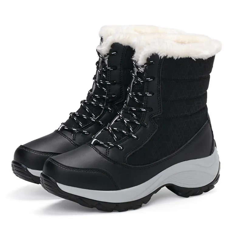 Wasserdichte Damen-Winterstiefel mit Kunstfellfutter – Warm, Rutschfest und Robust für kalte Tage