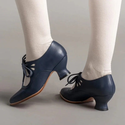 Dellia - Elegante Damen Retro Schuhe Niedriger Absatz