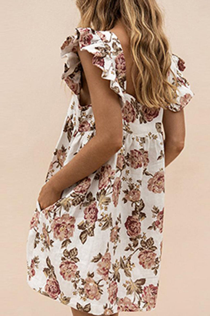 Casandra® | Prinzessinnenkleid mit Patchwork-Print und quadratischem Kragen