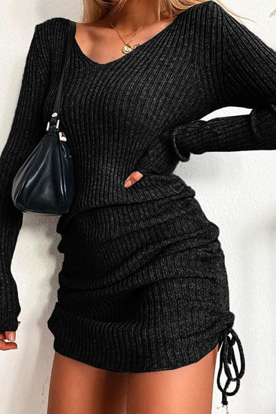 Zadie® | Bleistiftkleid mit V-Ausschnitt und Kordelzug